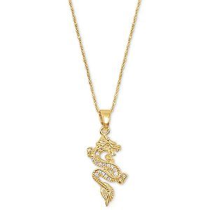 18K Gold Filled CZ Dragon Pendant Necklace